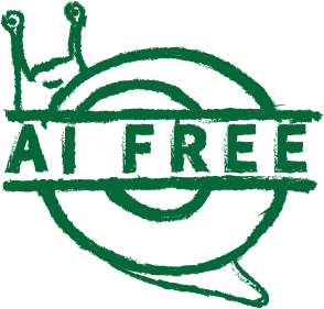 snaily certification that reads AI FREE